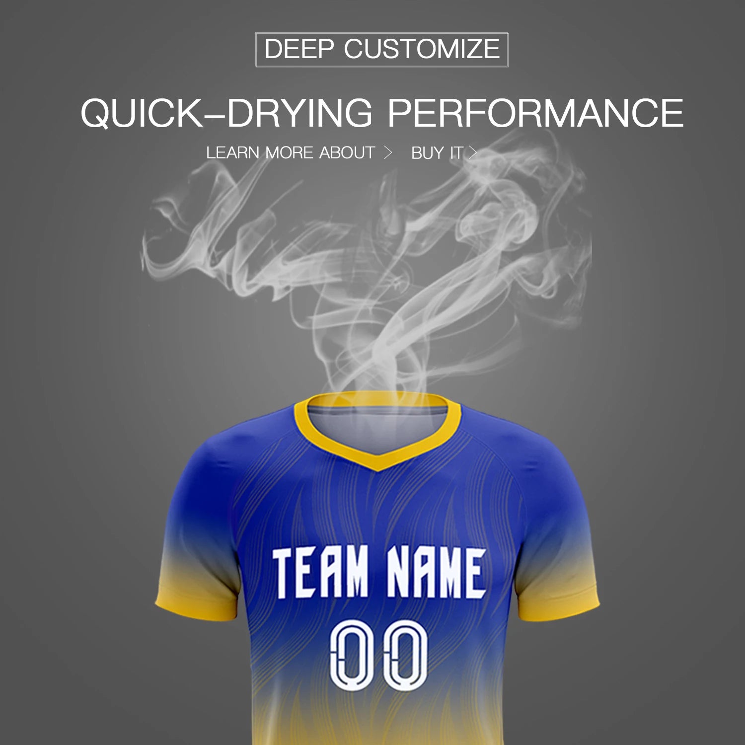 Custom Royal Blue Gold01 Printing Sportswear Soccer Sets Jersey