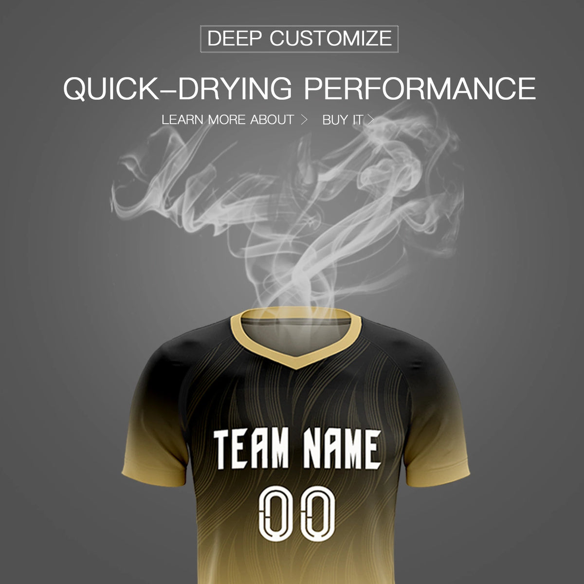 Custom Black Khaki Printing Sportswear Soccer Sets Jersey