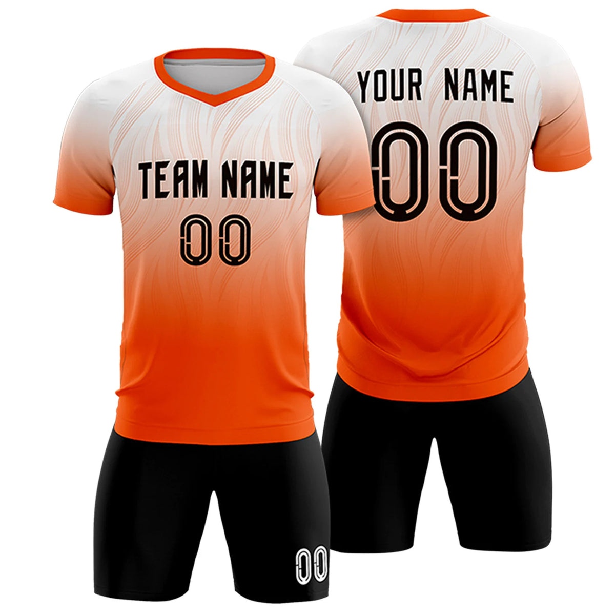 Custom White Orange Printing Sportswear Soccer Sets Jersey