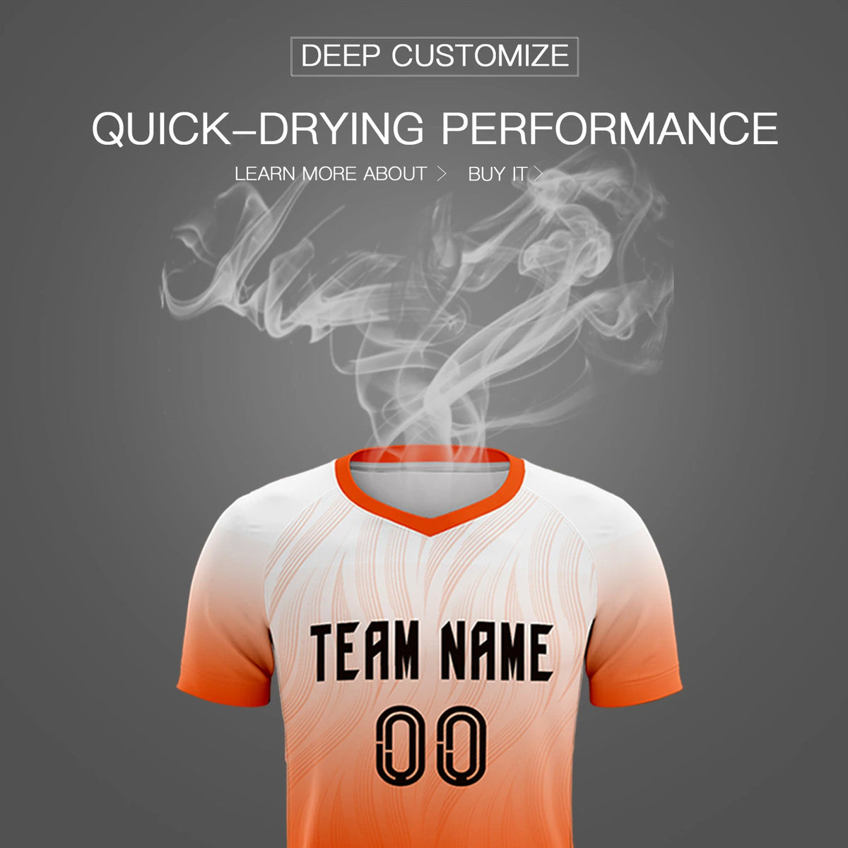 Custom White Orange Printing Sportswear Soccer Sets Jersey