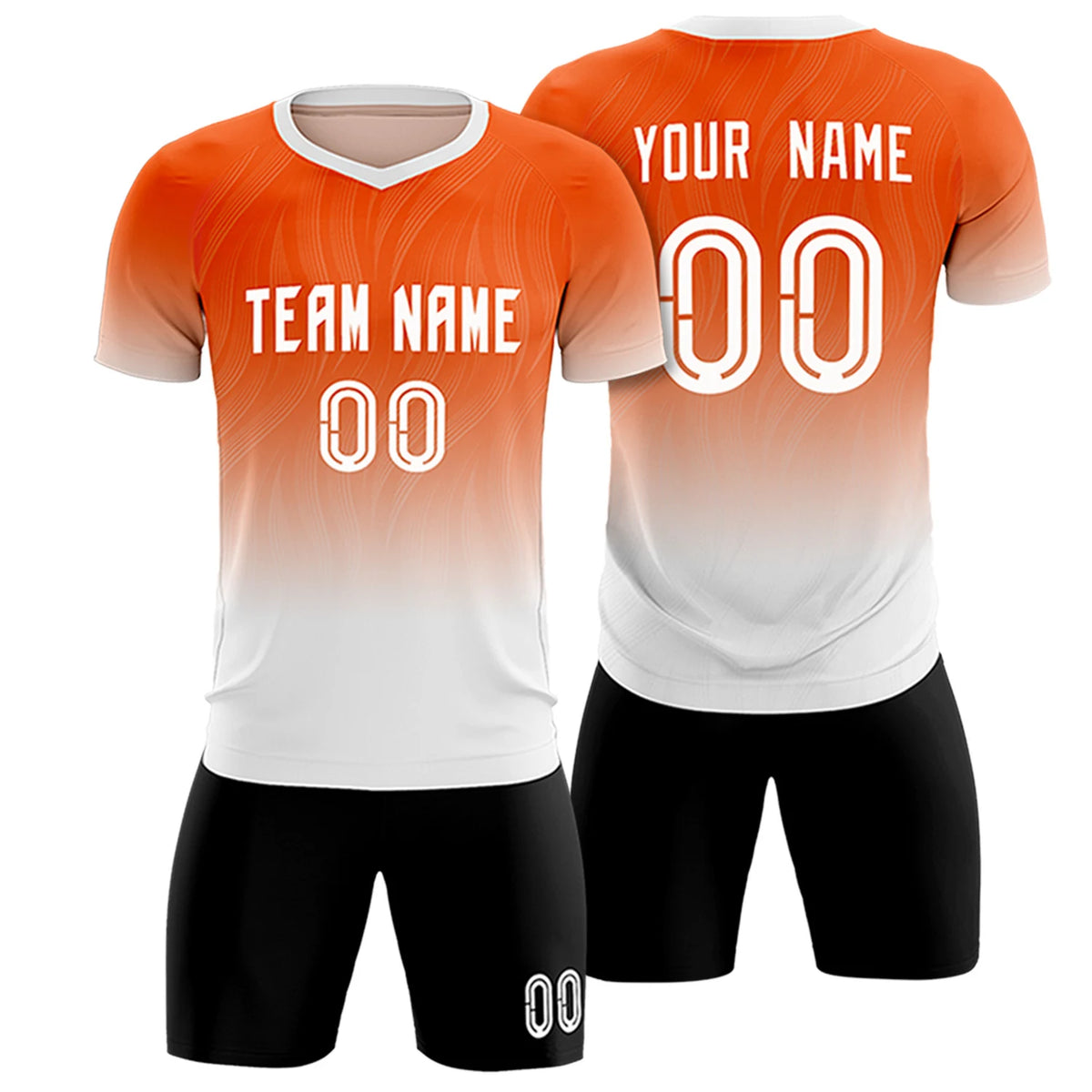 Custom Orange White Printing Sportswear Soccer Sets Jersey