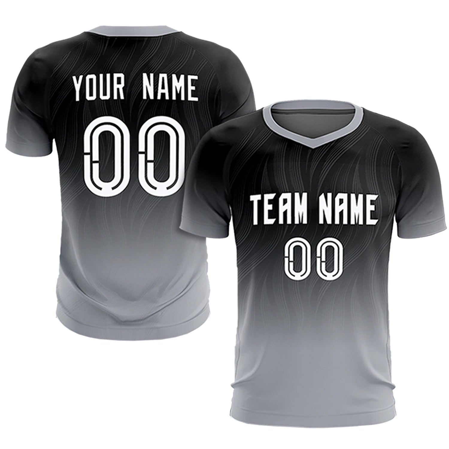 Custom Black Gray Printing Sportswear Soccer Sets Jersey