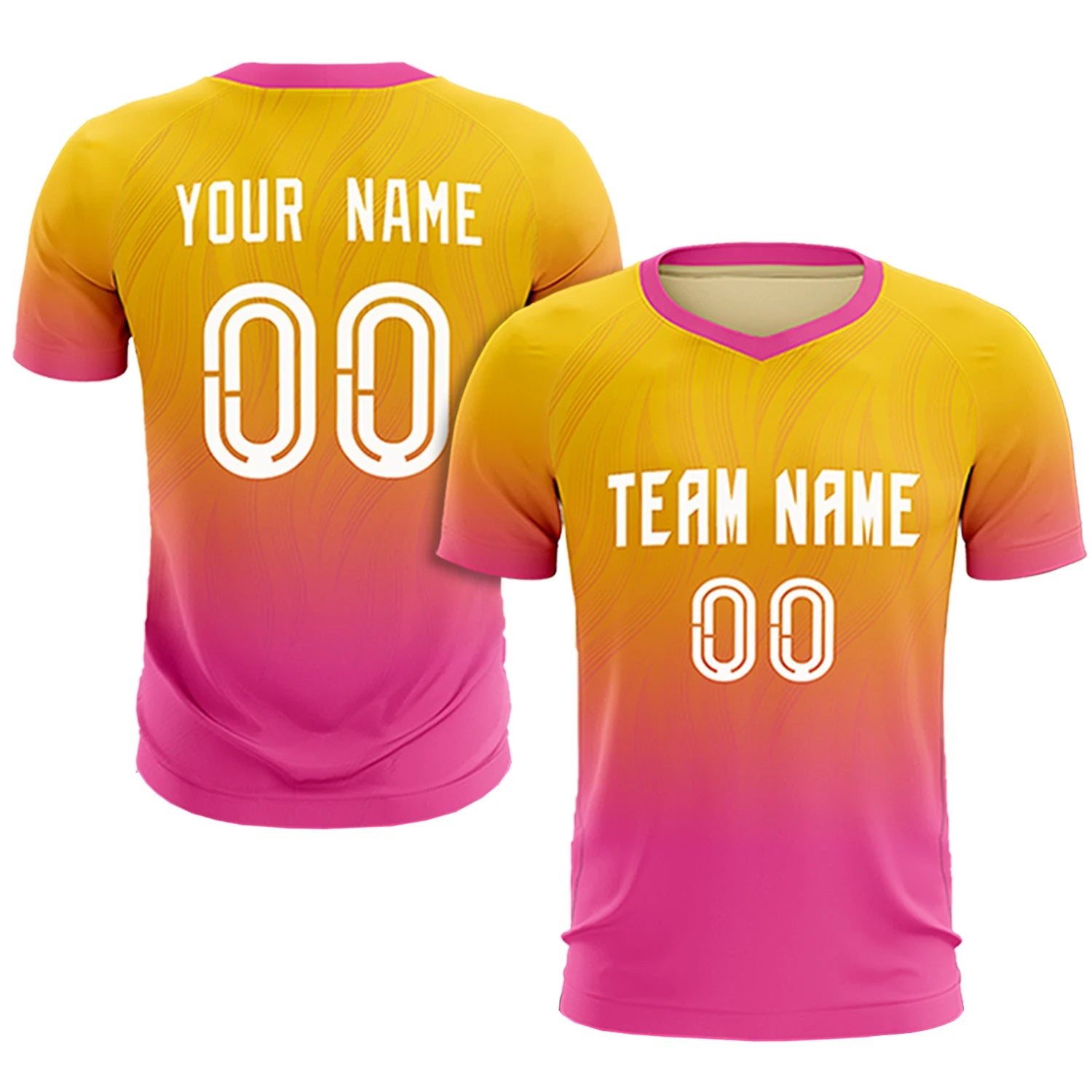 Custom Gold01 Pink Printing Sportswear Soccer Sets Jersey