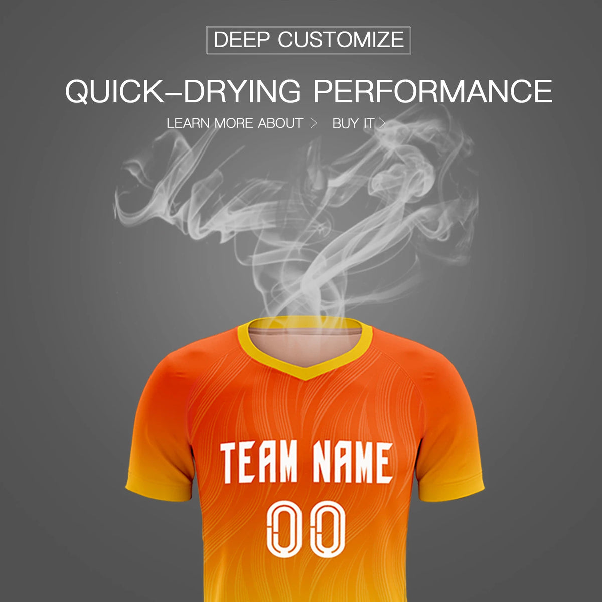 Custom Orange Gold01 Printing Sportswear Soccer Sets Jersey