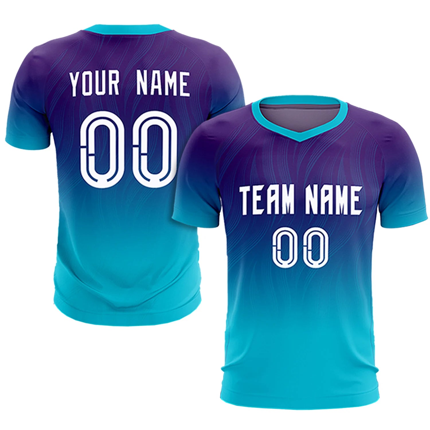 Custom Purple Sky Blue Printing Sportswear Soccer Sets Jersey
