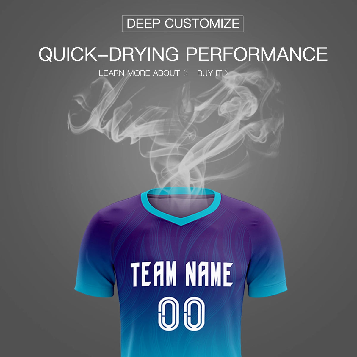 Custom Purple Sky Blue Printing Sportswear Soccer Sets Jersey