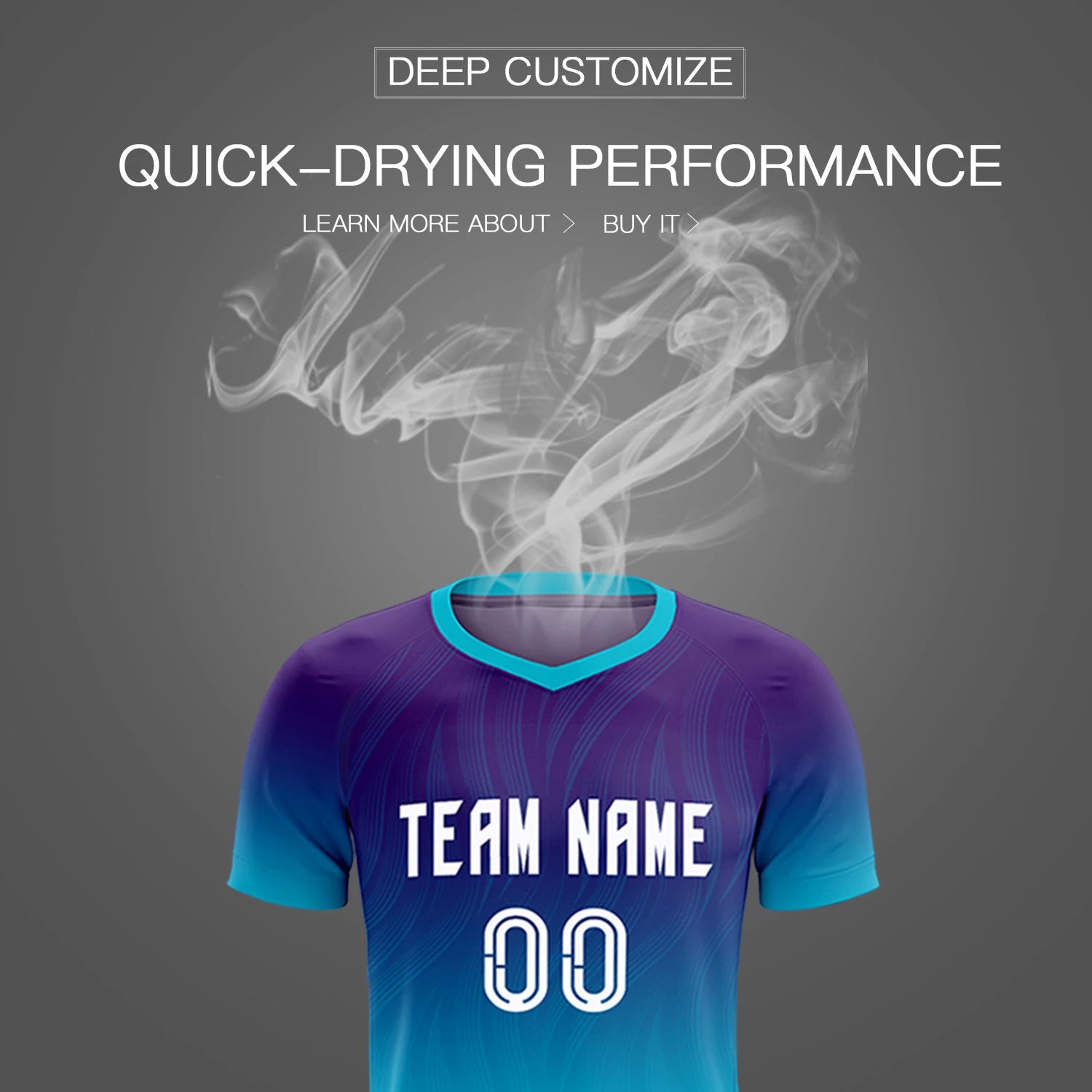 Custom Purple Sky Blue Printing Sportswear Soccer Sets Jersey