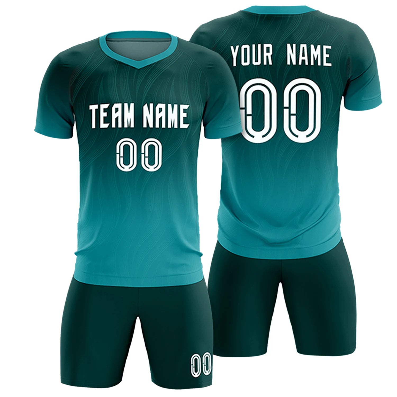 Custom Midnight Green Aqua Printing Sportswear Soccer Sets Jersey
