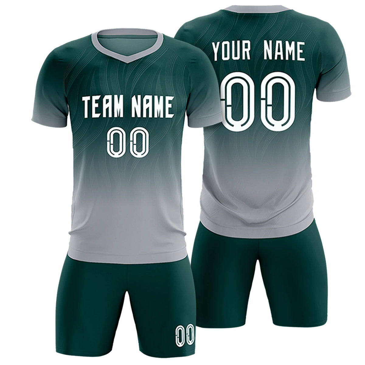 Custom Midnight Green Gray Printing Sportswear Soccer Sets Jersey