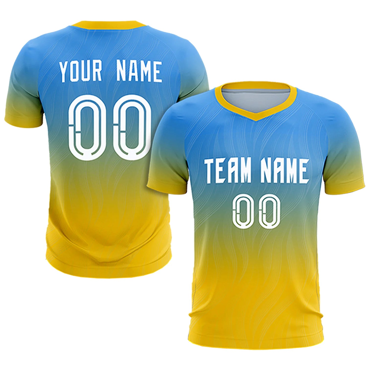 Custom Powder Blue Gold01 Printing Sportswear Soccer Sets Jersey