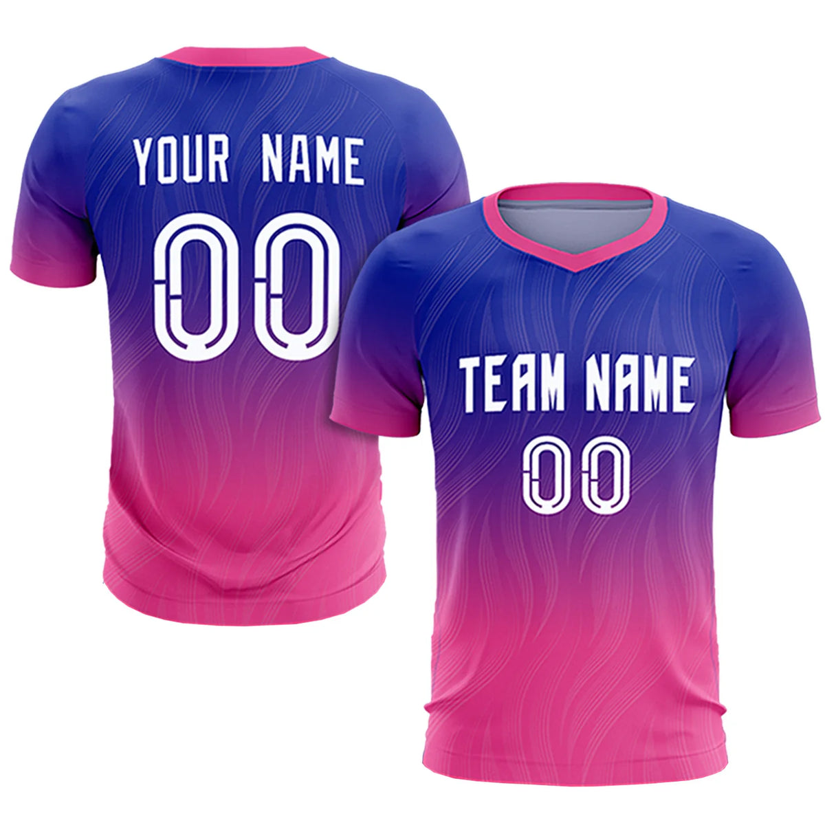 Custom Royal Blue Pink Printing Sportswear Soccer Sets Jersey
