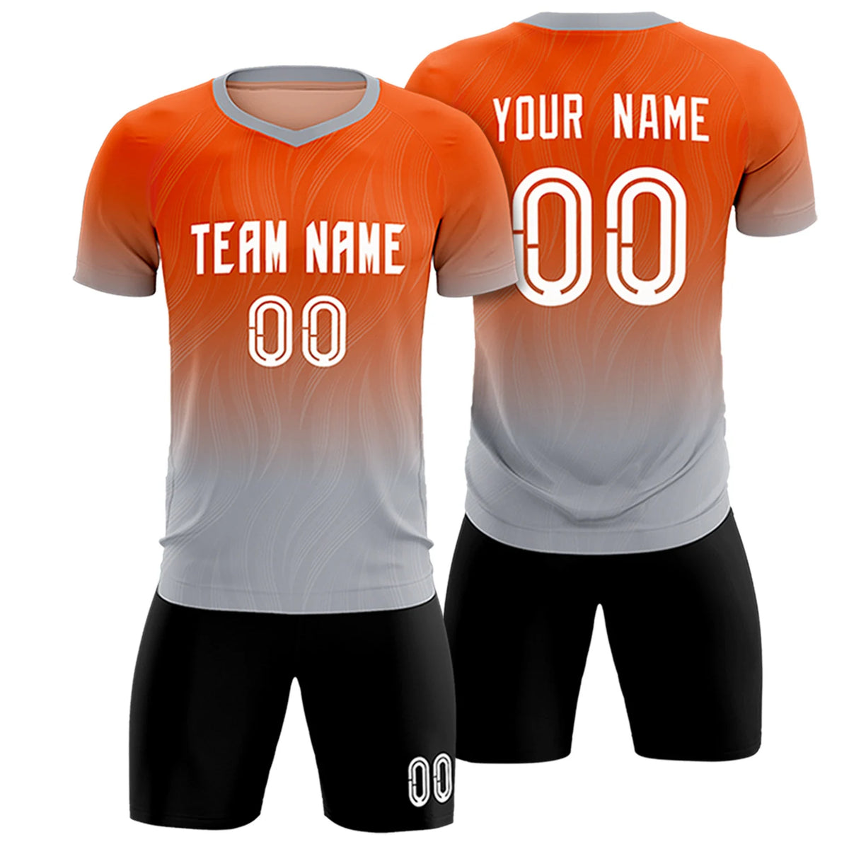 Custom Orange Gray Printing Sportswear Soccer Sets Jersey