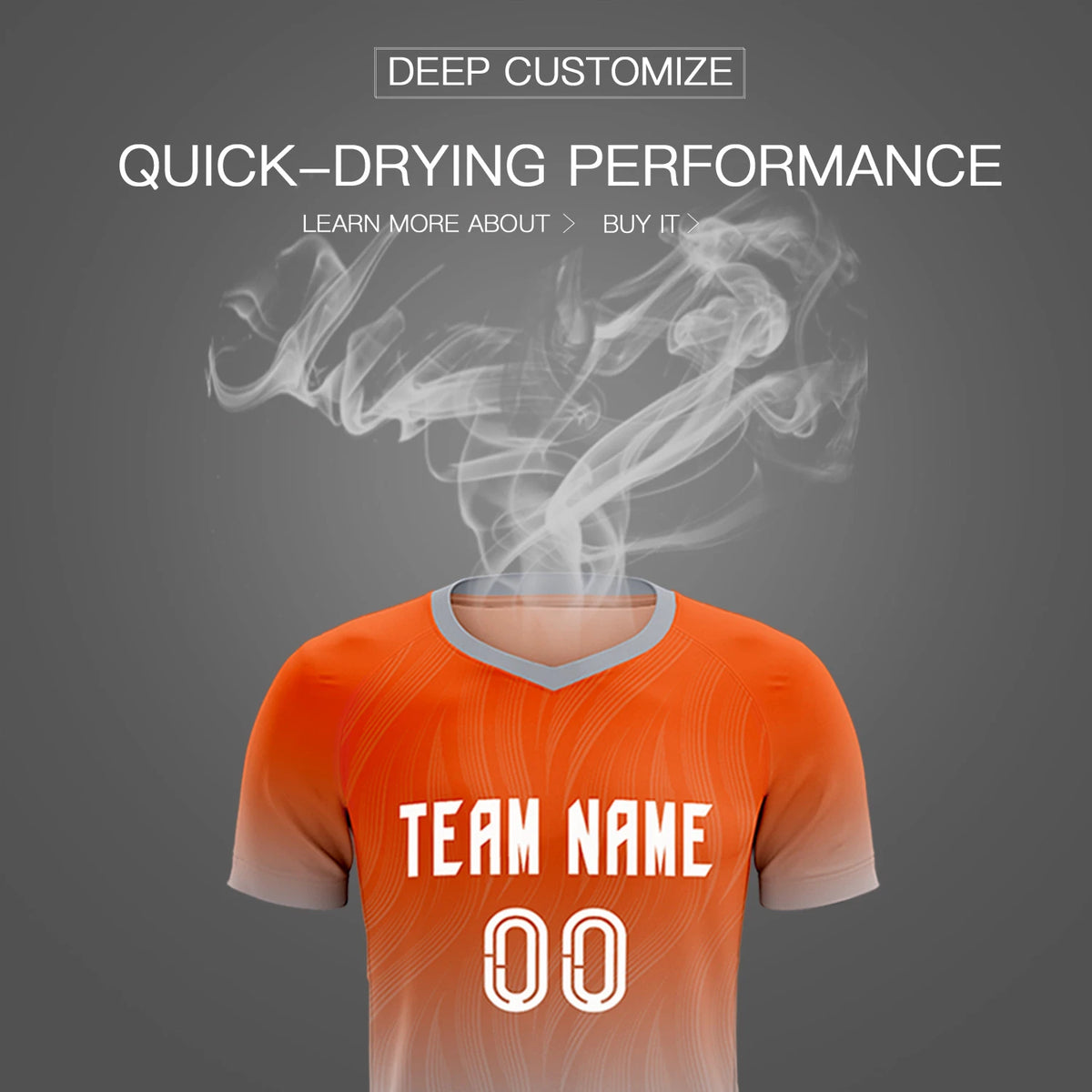 Custom Orange Gray Printing Sportswear Soccer Sets Jersey