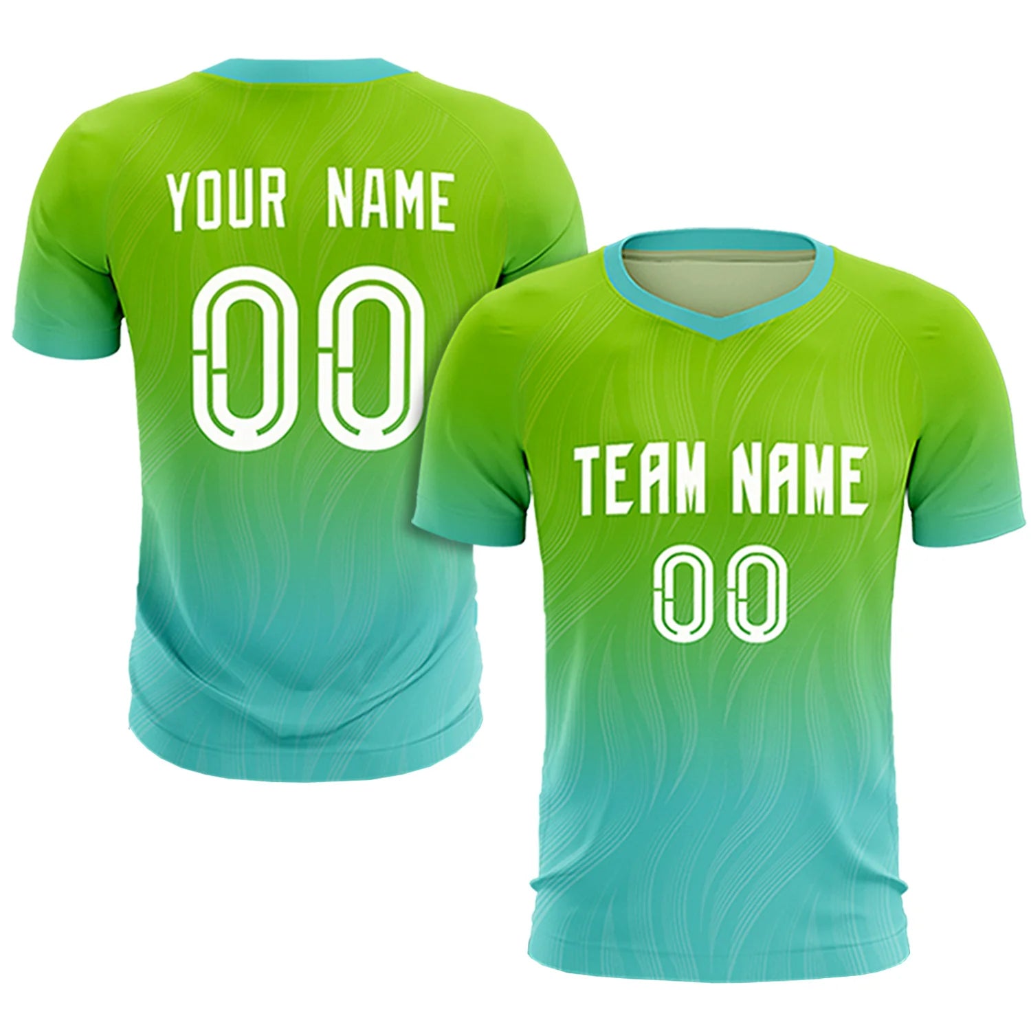 Custom Neon Green Aqua Printing Sportswear Soccer Sets Jersey