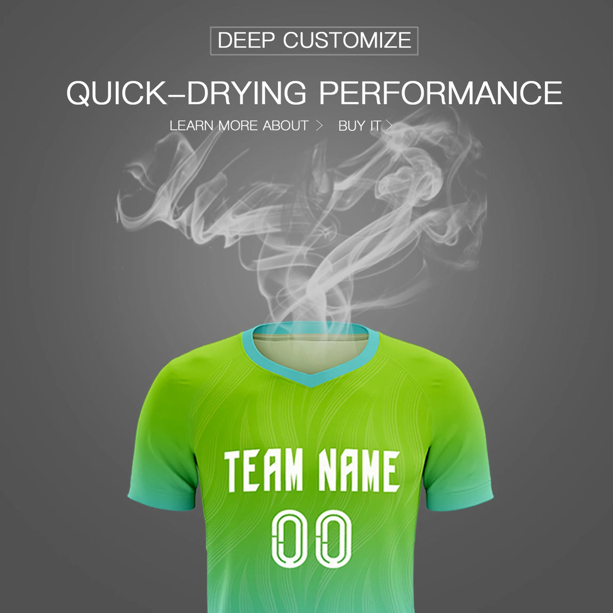 Custom Neon Green Aqua Printing Sportswear Soccer Sets Jersey