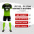 Custom Black Neon Green Printing Sportswear Soccer Sets Jersey