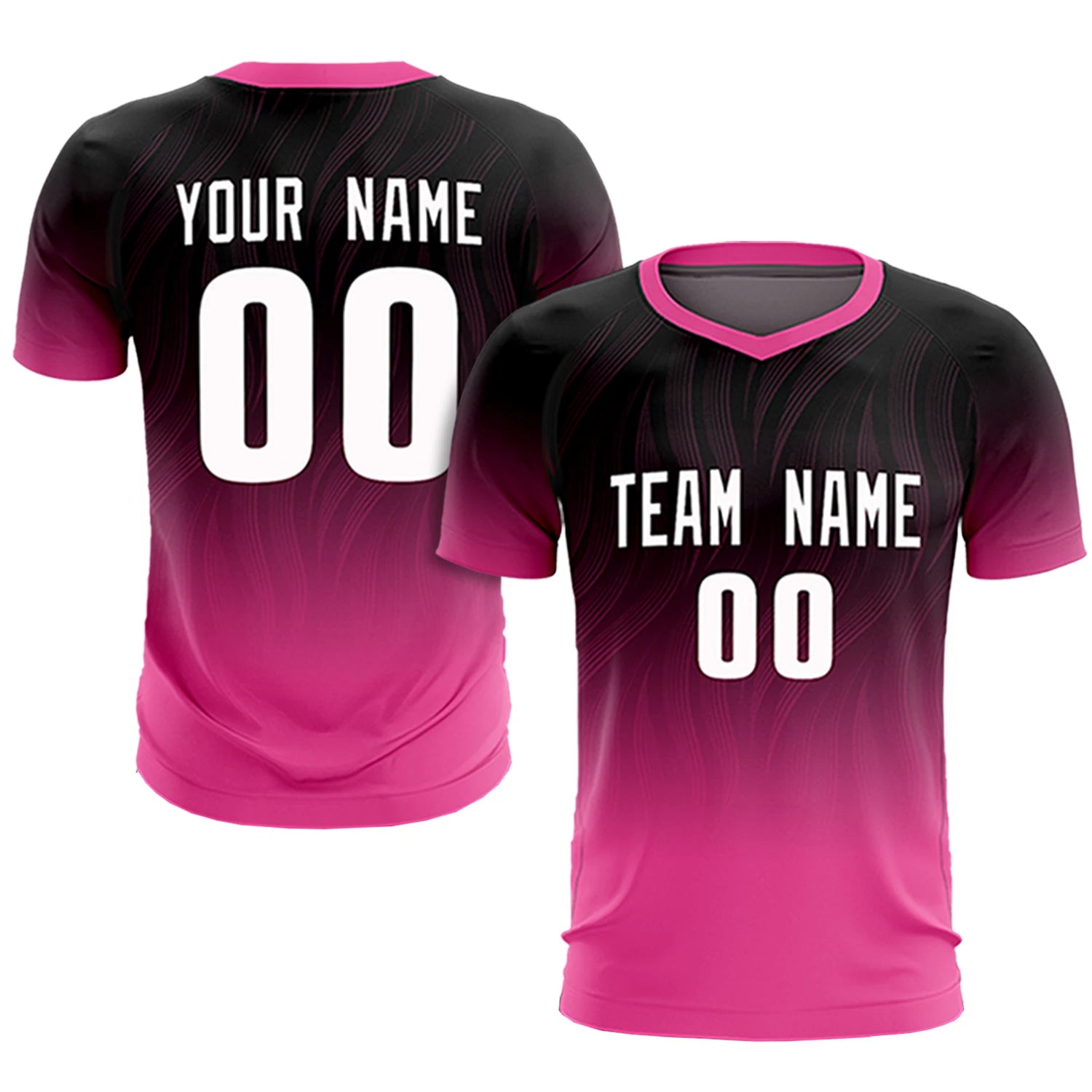 Custom Black Pink Printing Sportswear Soccer Sets Jersey