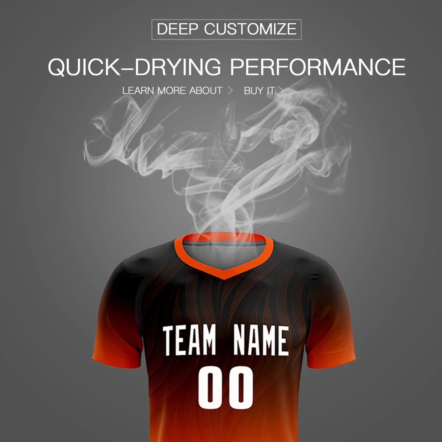 Custom Black Orange Printing Sportswear Soccer Sets Jersey