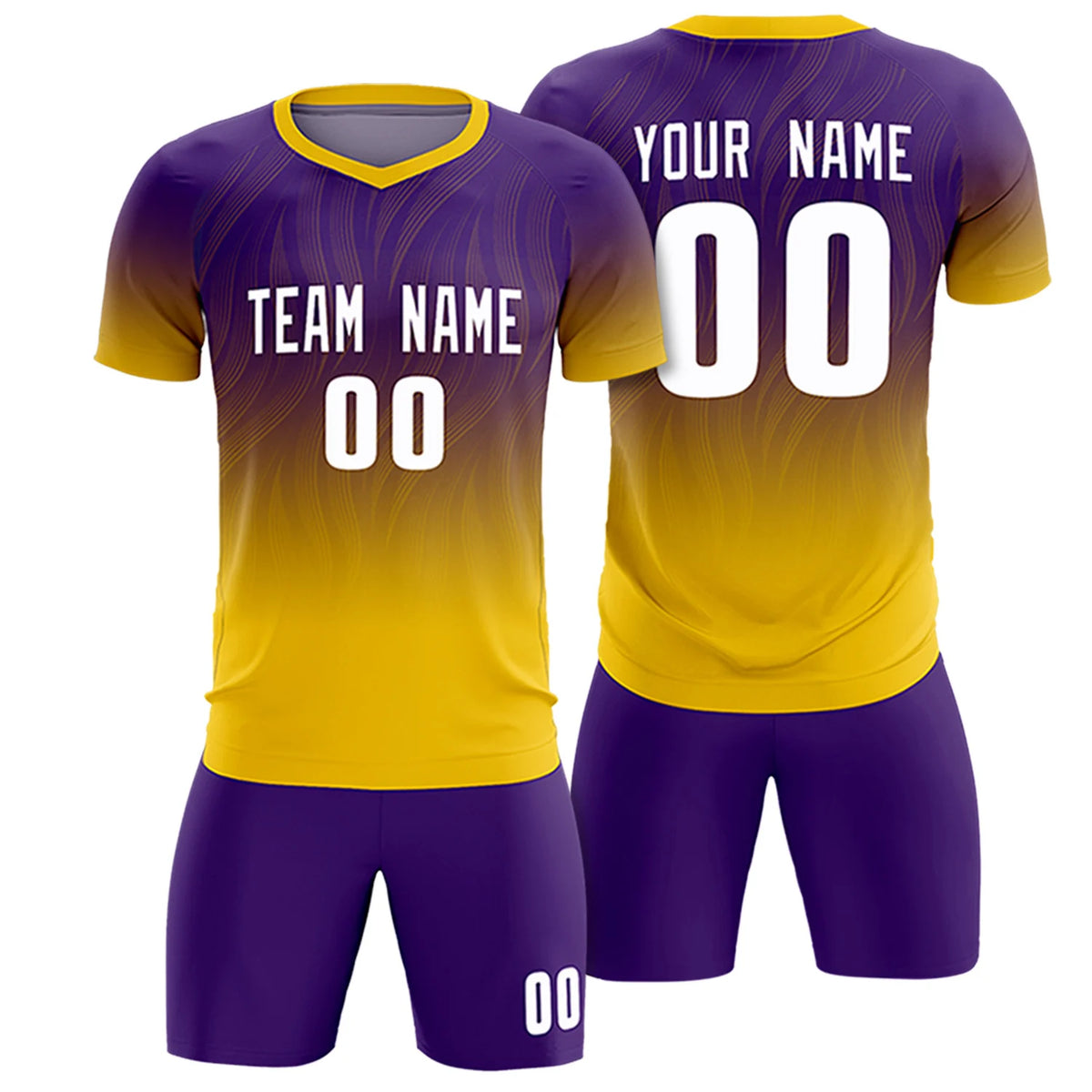 Custom Purple Gold01 Printing Sportswear Soccer Sets Jersey