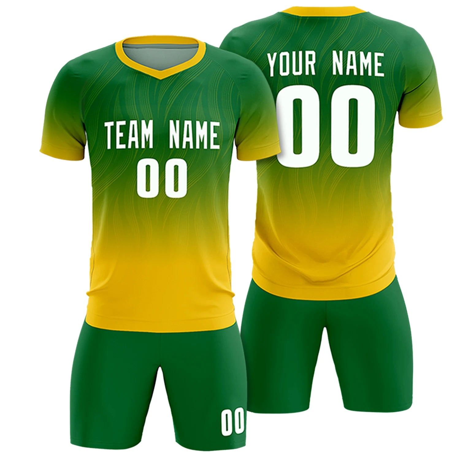 Custom Kelly Green Gold01 Printing Sportswear Soccer Sets Jersey