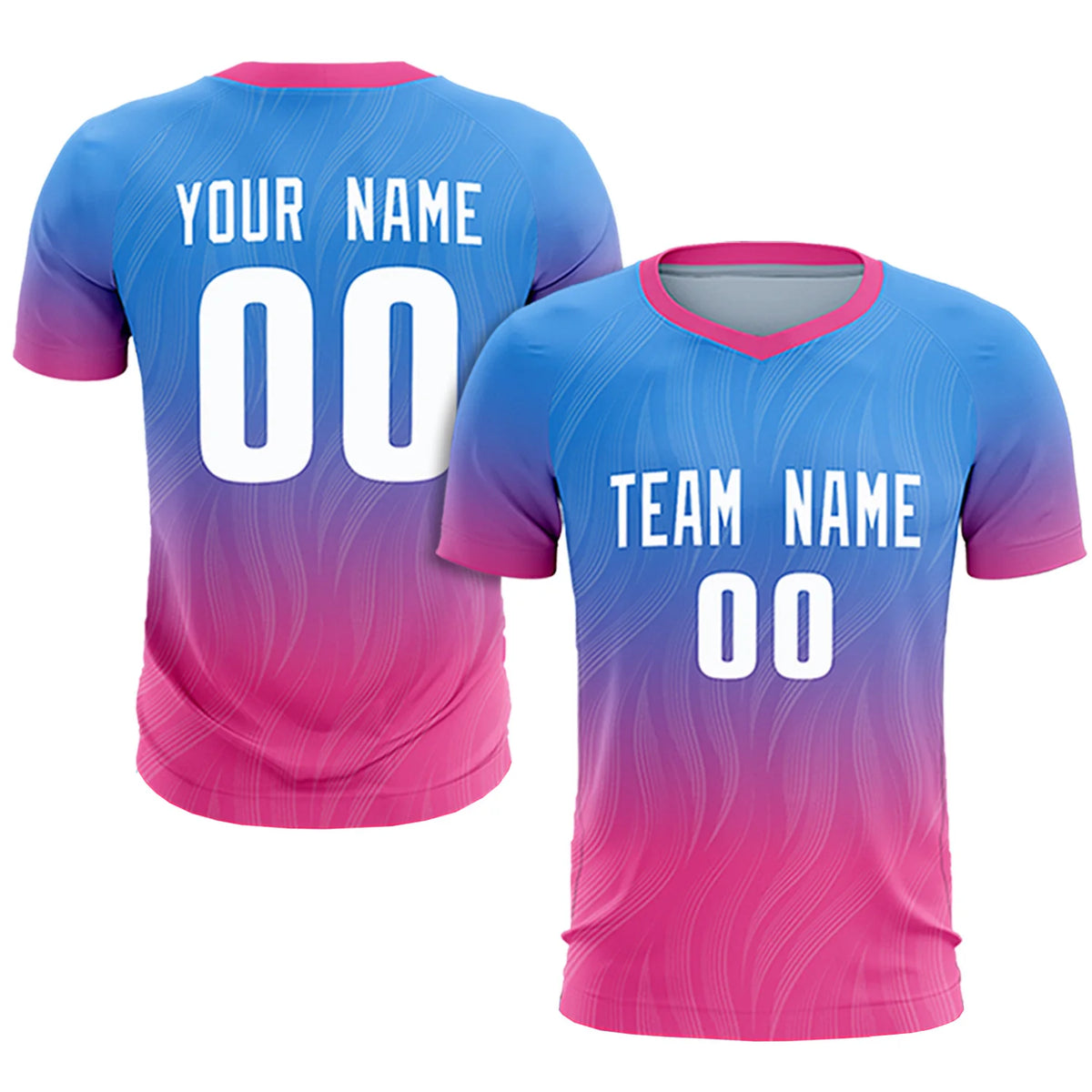 Custom Powder Blue Pink Printing Sportswear Soccer Sets Jersey