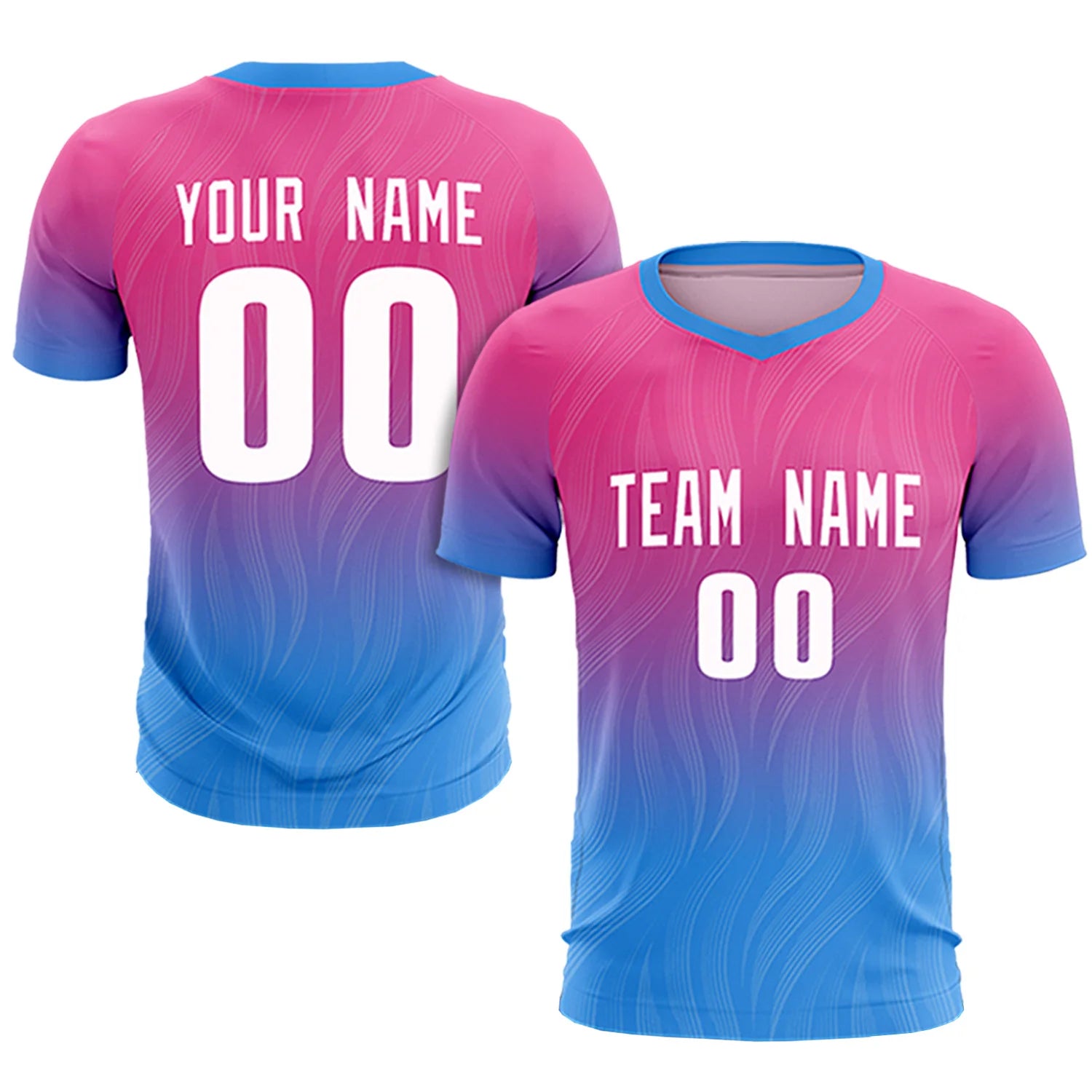 Custom Pink Powder Blue Printing Sportswear Soccer Sets Jersey