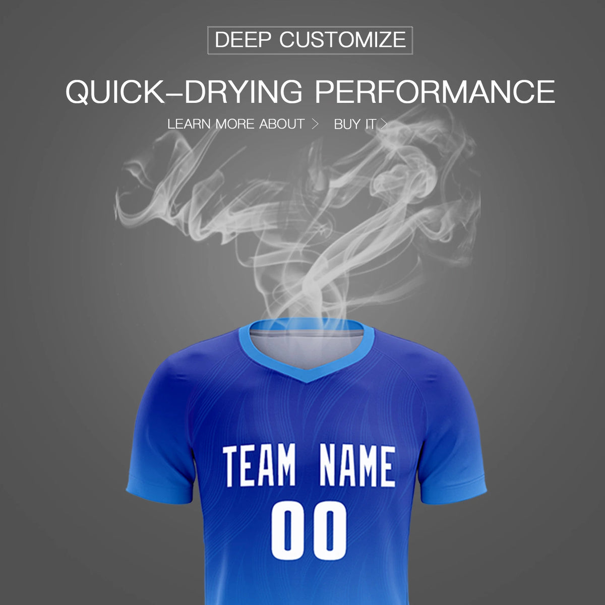 Custom Royal Blue Powder Blue Printing Sportswear Soccer Sets Jersey