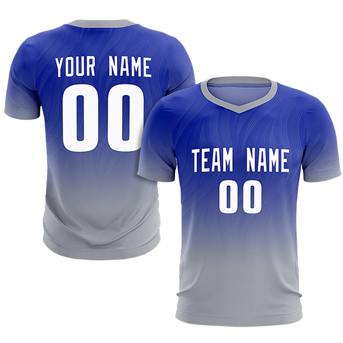 Custom Royal Blue Gray Printing Sportswear Soccer Sets Jersey