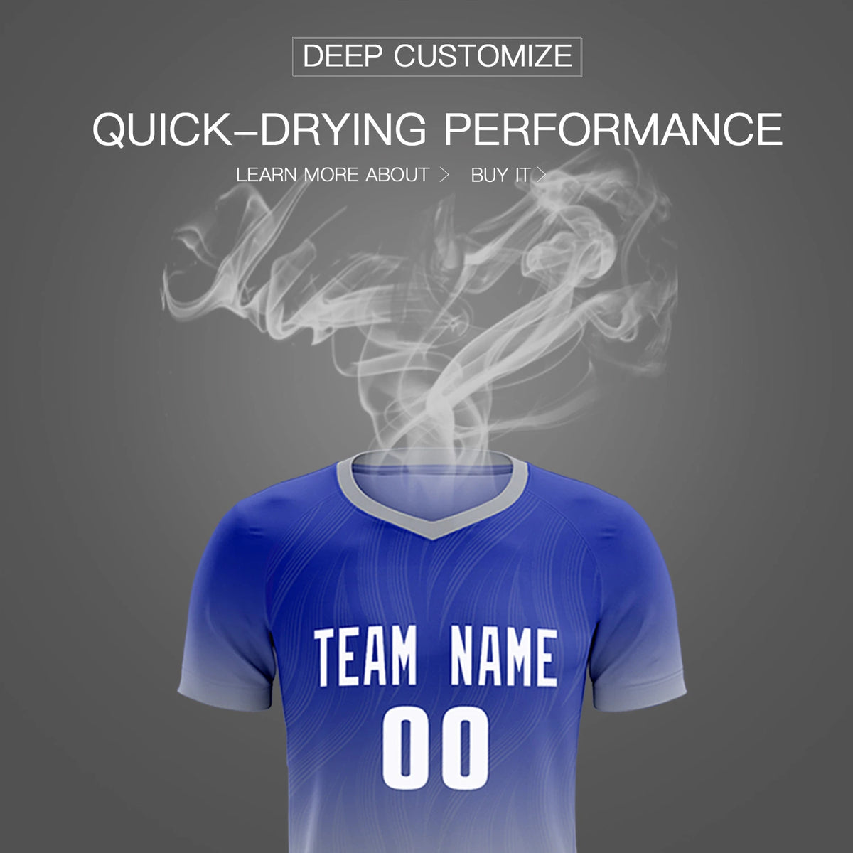 Custom Royal Blue Gray Printing Sportswear Soccer Sets Jersey