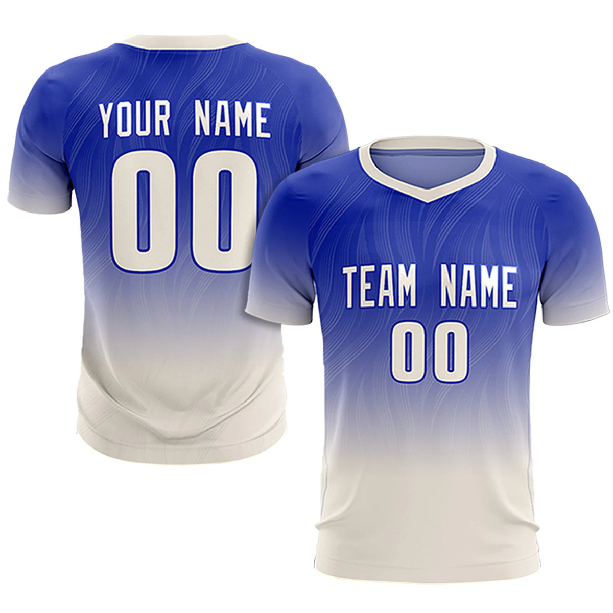 Custom Royal Blue Khaki Printing Sportswear Soccer Sets Jersey