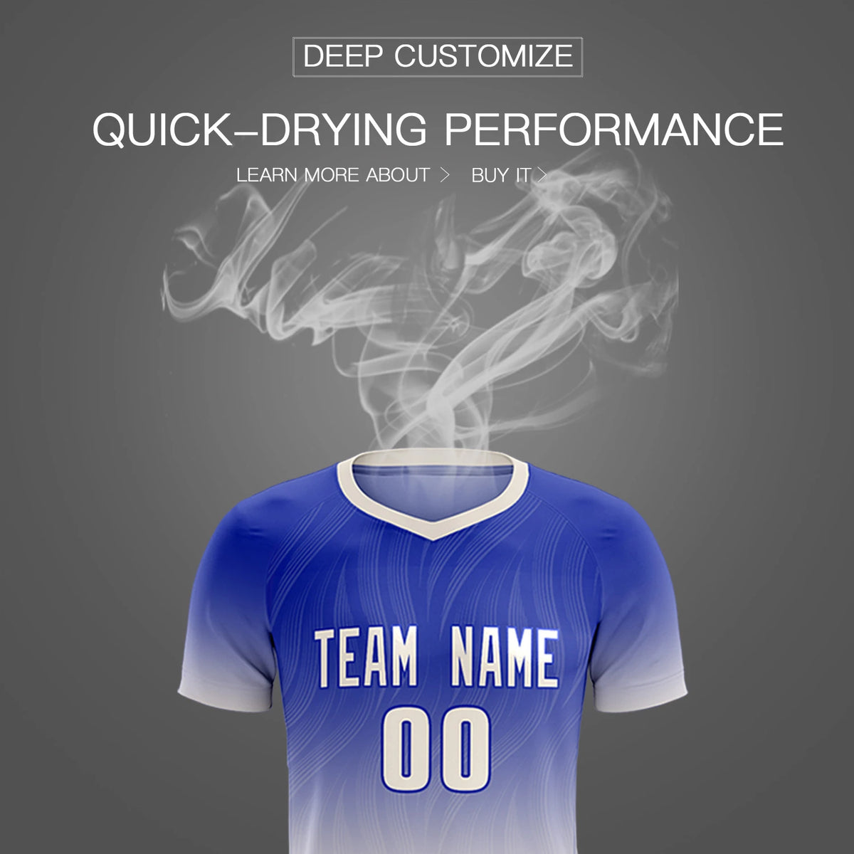 Custom Royal Blue Khaki Printing Sportswear Soccer Sets Jersey