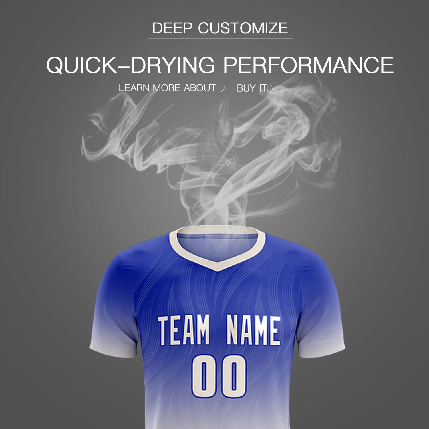 Custom Royal Blue Khaki Printing Sportswear Soccer Sets Jersey