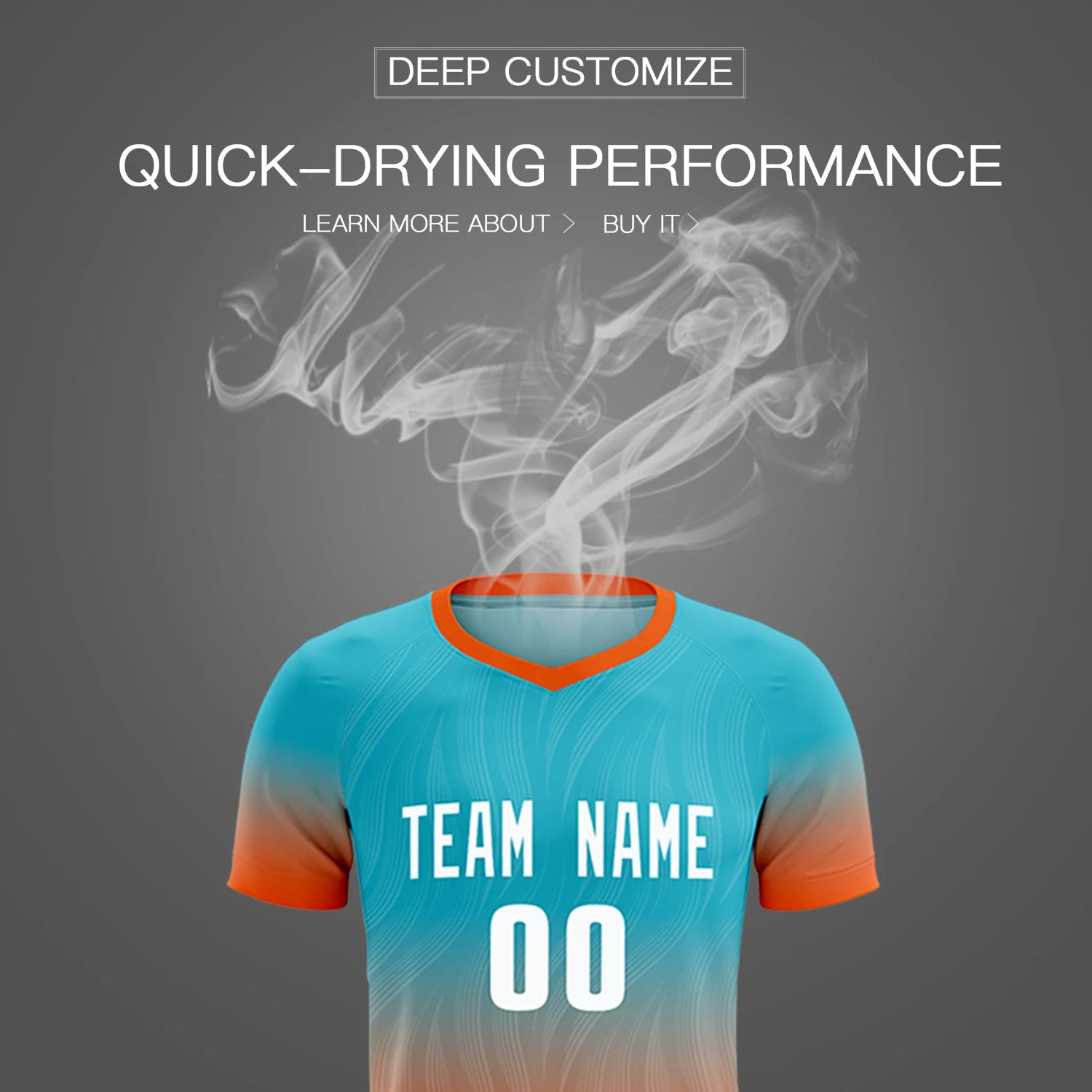 Custom SKy Blue Orange Printing Sportswear Soccer Sets Jersey
