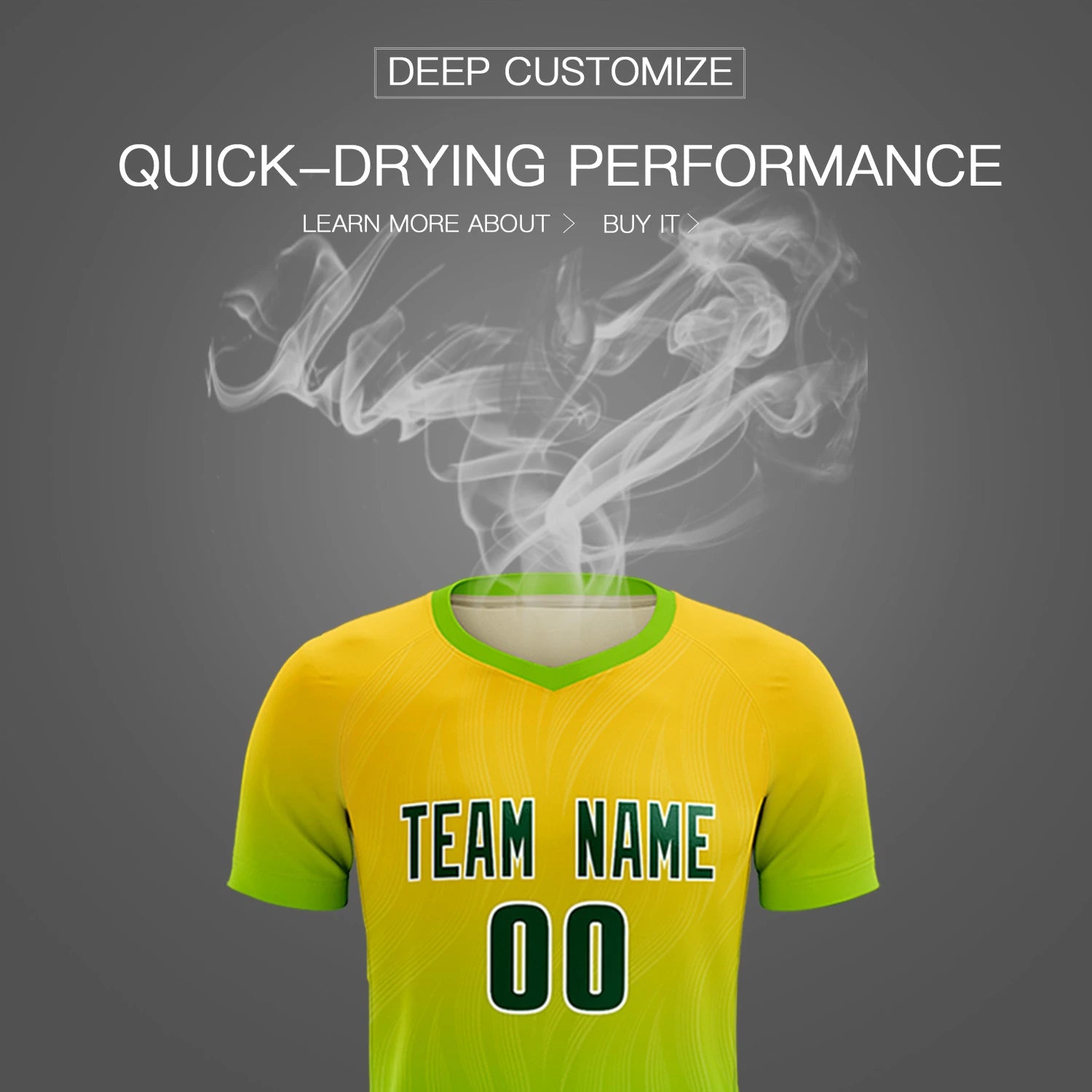 Custom Gold01 Neon Green Printing Sportswear Soccer Sets Jersey