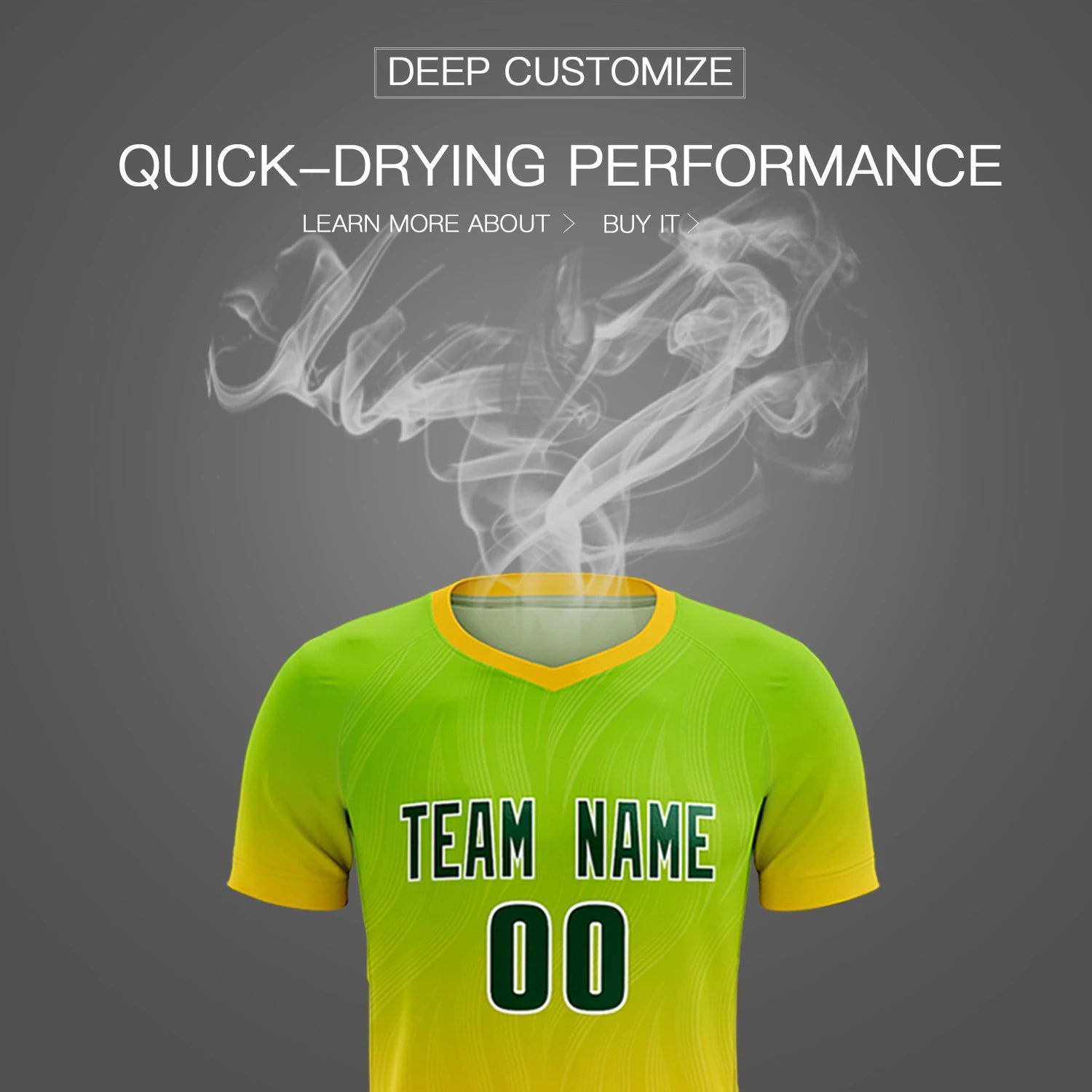 Custom Neon Green Gold01 Printing Sportswear Soccer Sets Jersey