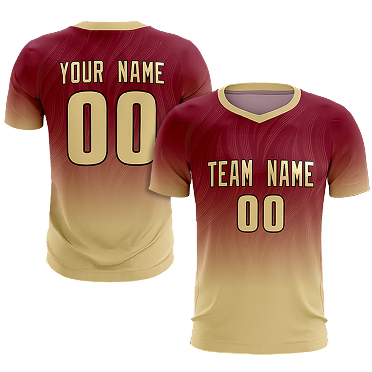 Custom Crimson Khaki Printing Sportswear Soccer Sets Jersey