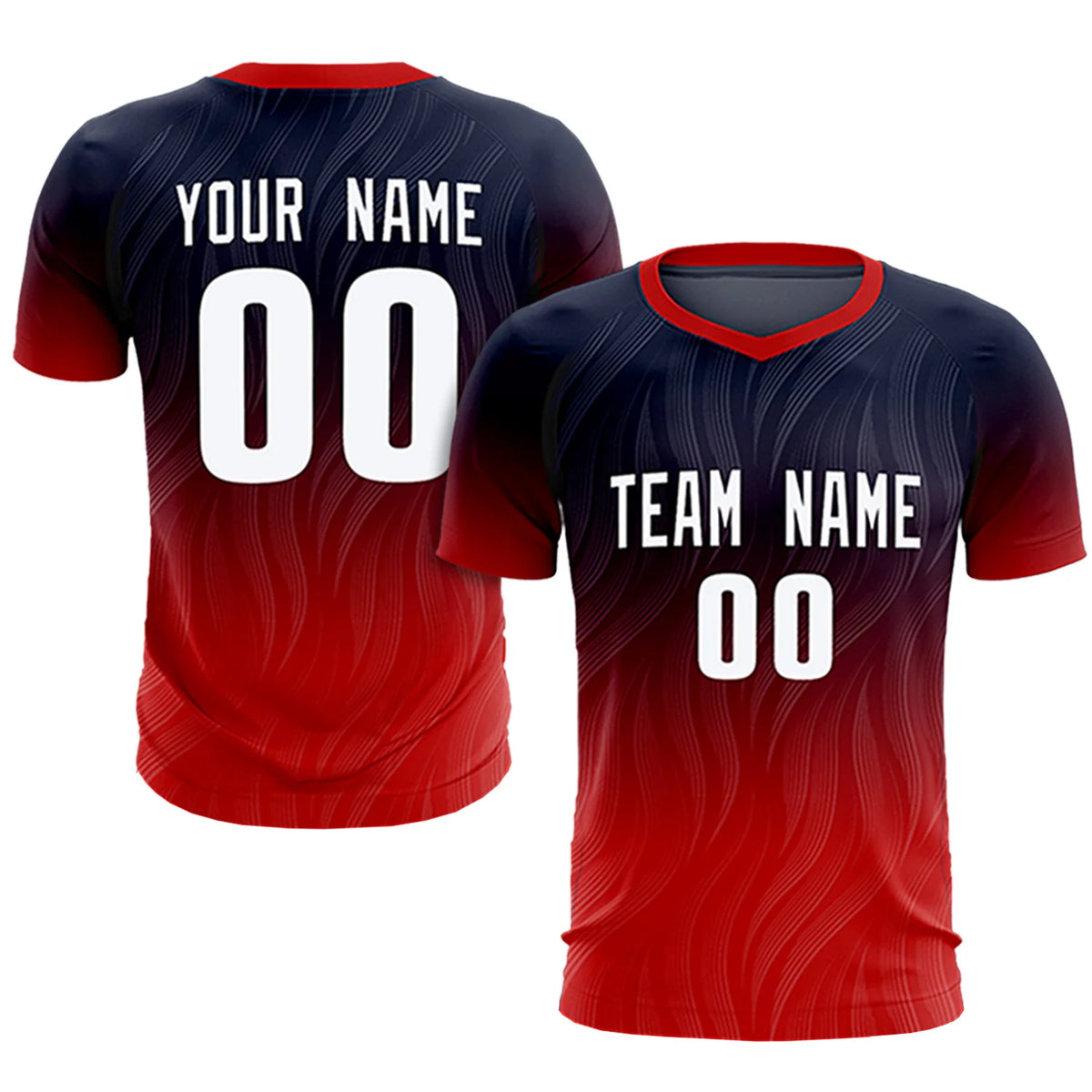 Custom Navy Red Printing Sportswear Soccer Sets Jersey