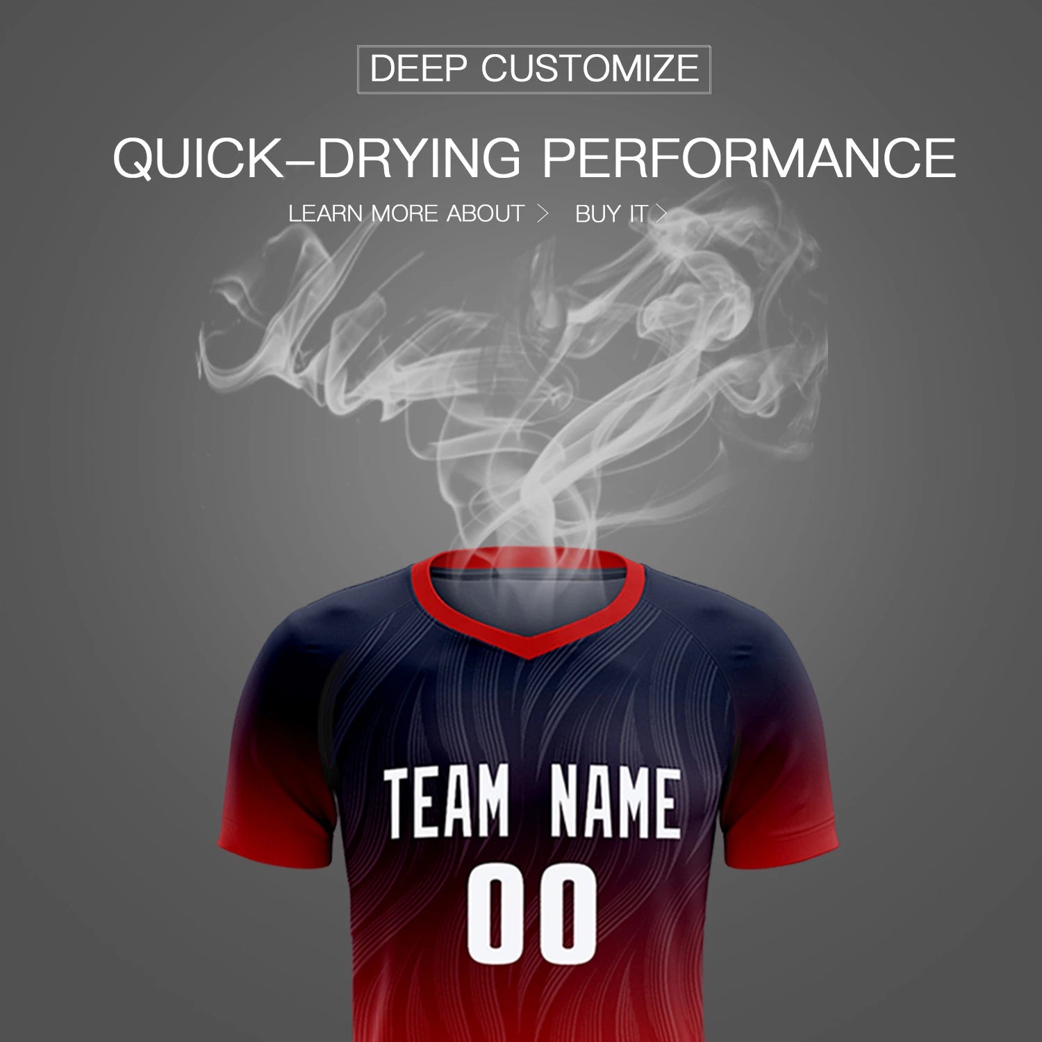 Custom Navy Red Printing Sportswear Soccer Sets Jersey