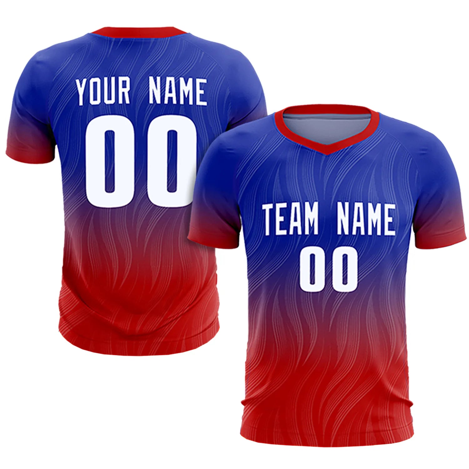 Custom Royal Blue Red Printing Sportswear Soccer Sets Jersey