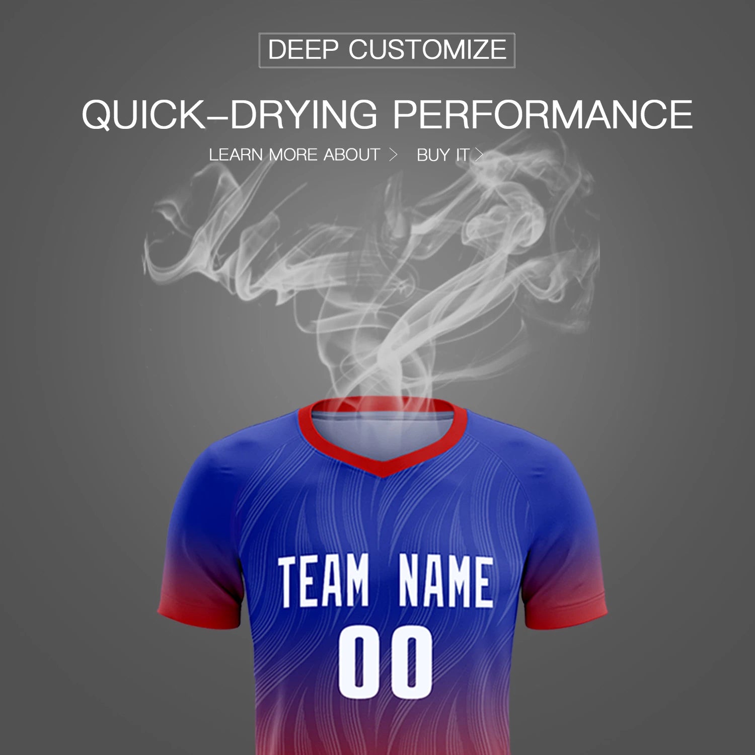 Custom Royal Blue Red Printing Sportswear Soccer Sets Jersey