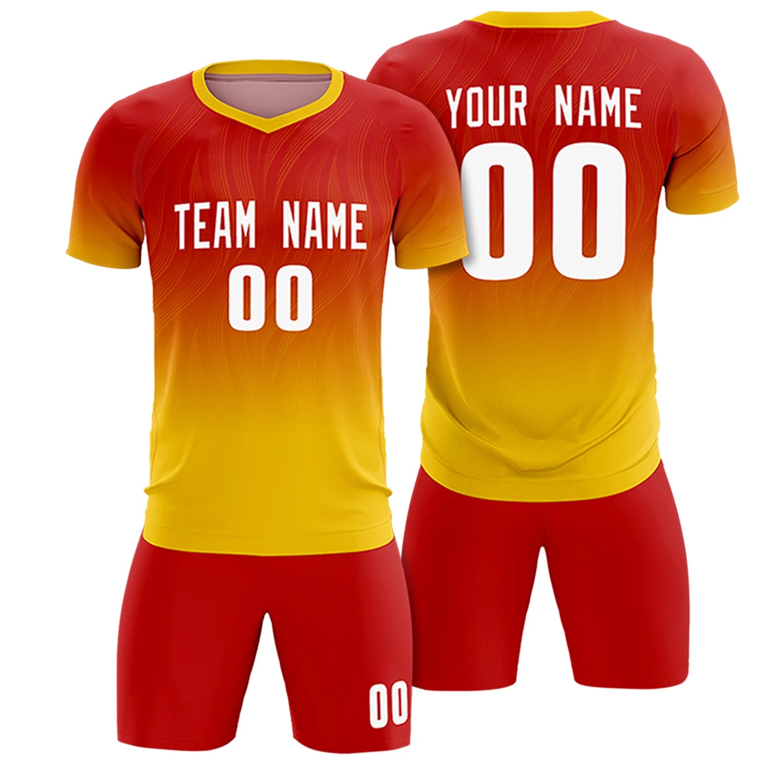 Custom Red Gold01 Printing Sportswear Soccer Sets Jersey
