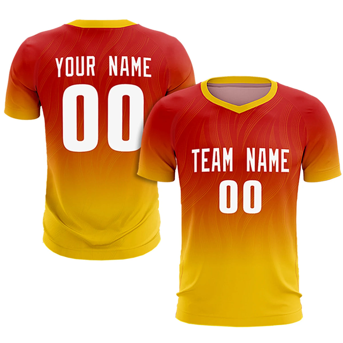 Custom Red Gold01 Printing Sportswear Soccer Sets Jersey