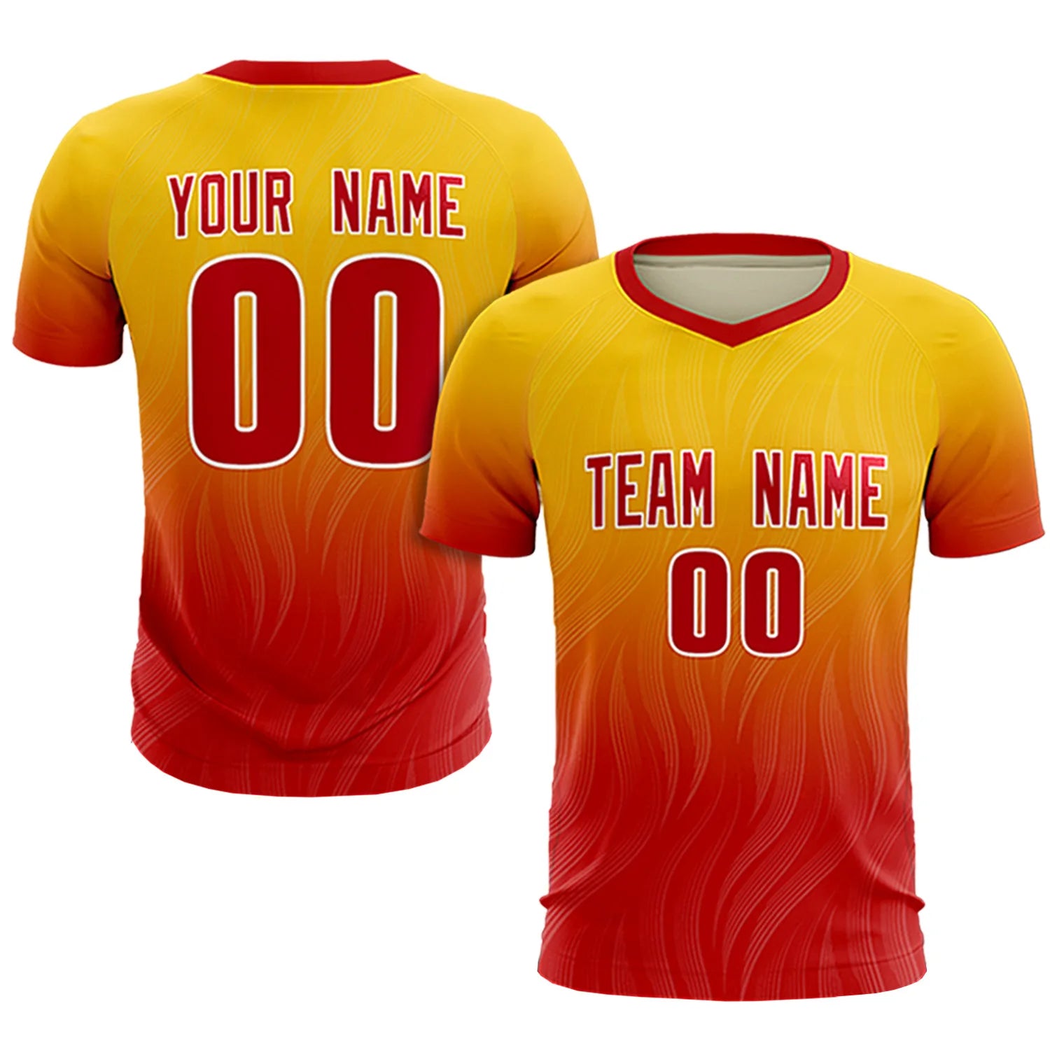 Custom Gold01 Red Printing Sportswear Soccer Sets Jersey