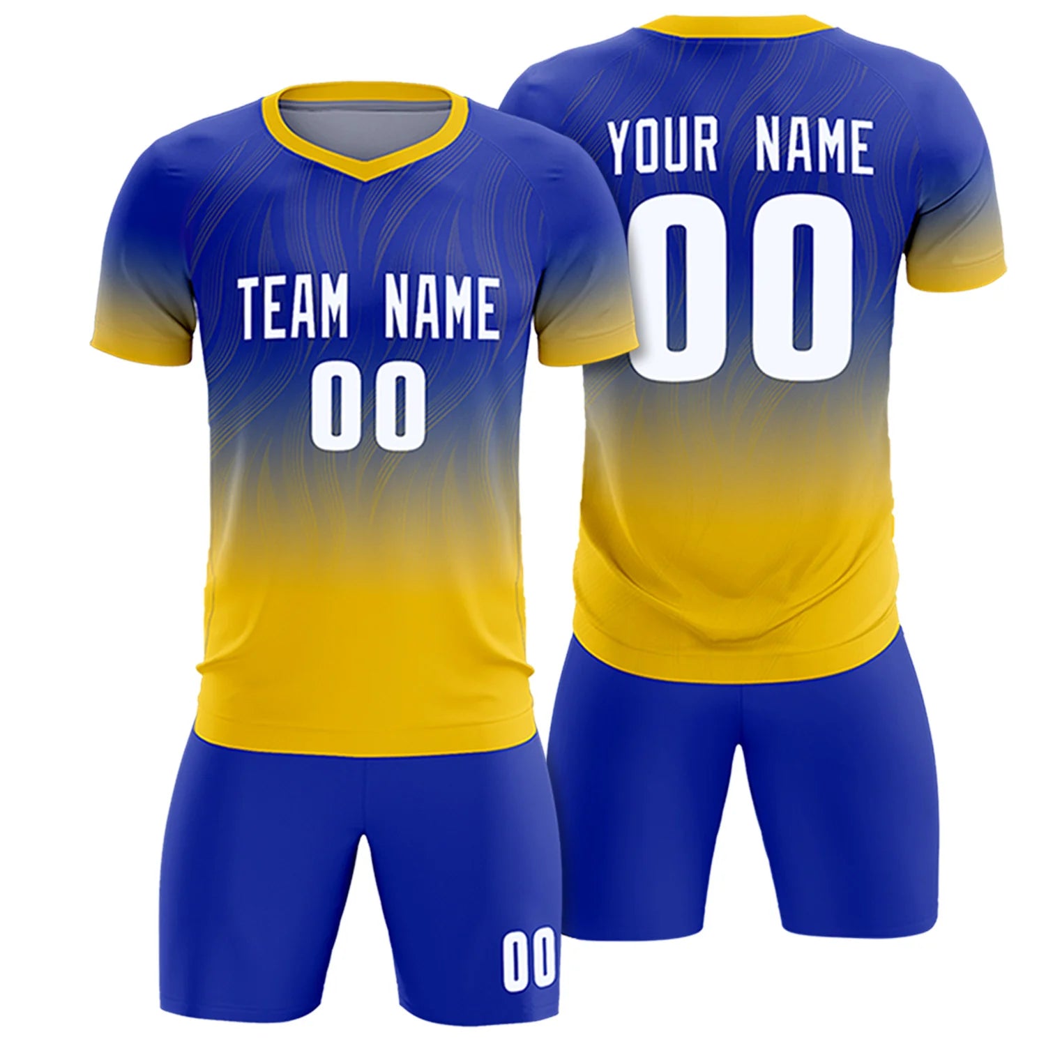 Custom Royal Blue Gold01 Printing Sportswear Soccer Sets Jersey