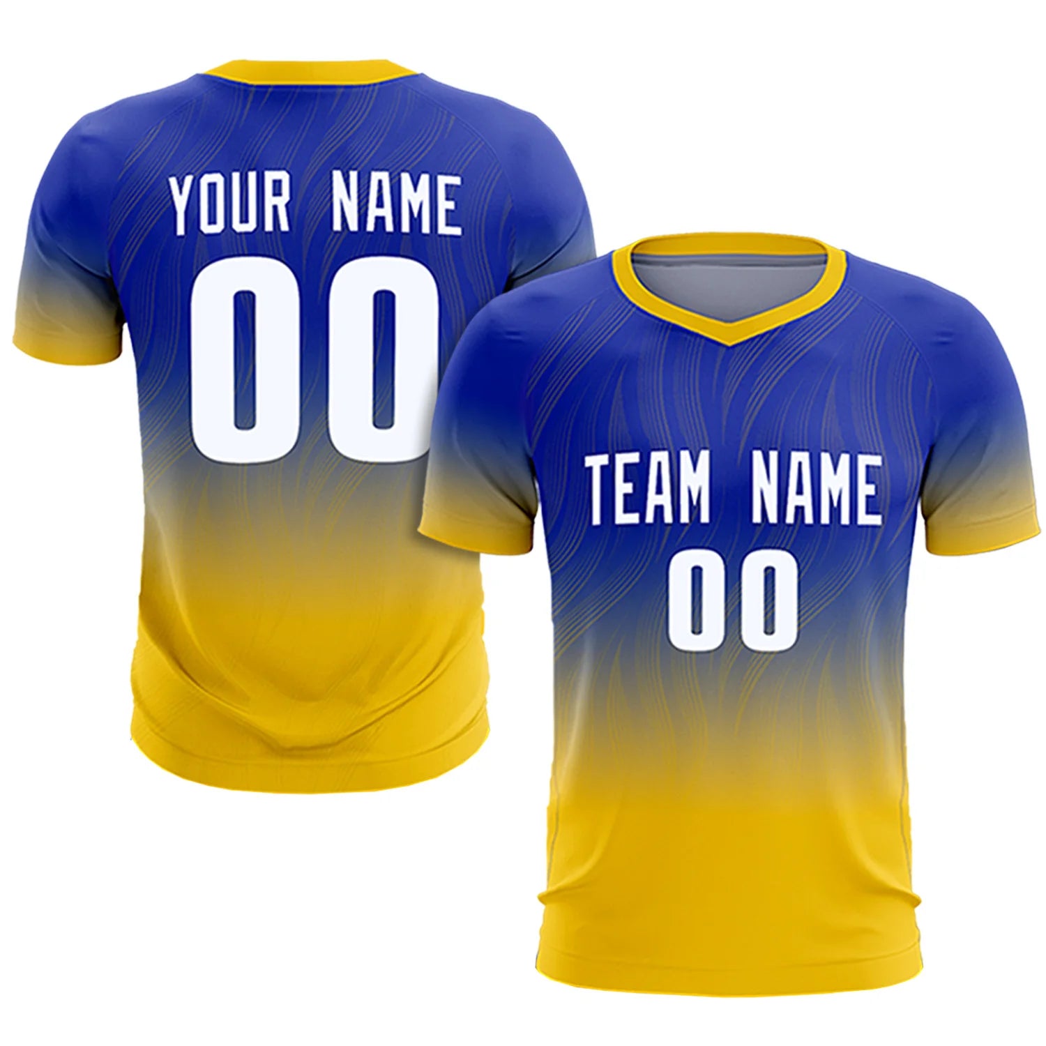 Custom Royal Blue Gold01 Printing Sportswear Soccer Sets Jersey