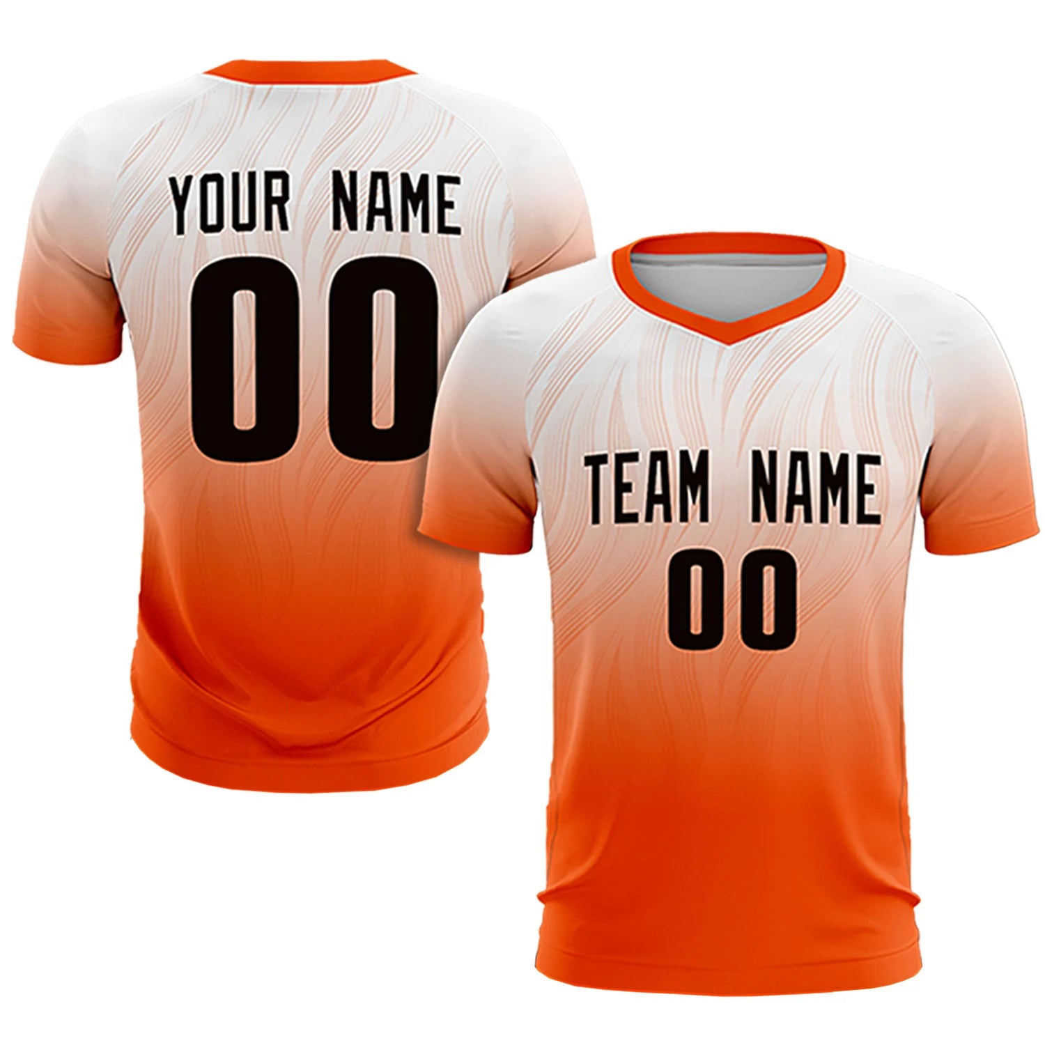 Custom White Orange Printing Sportswear Soccer Sets Jersey