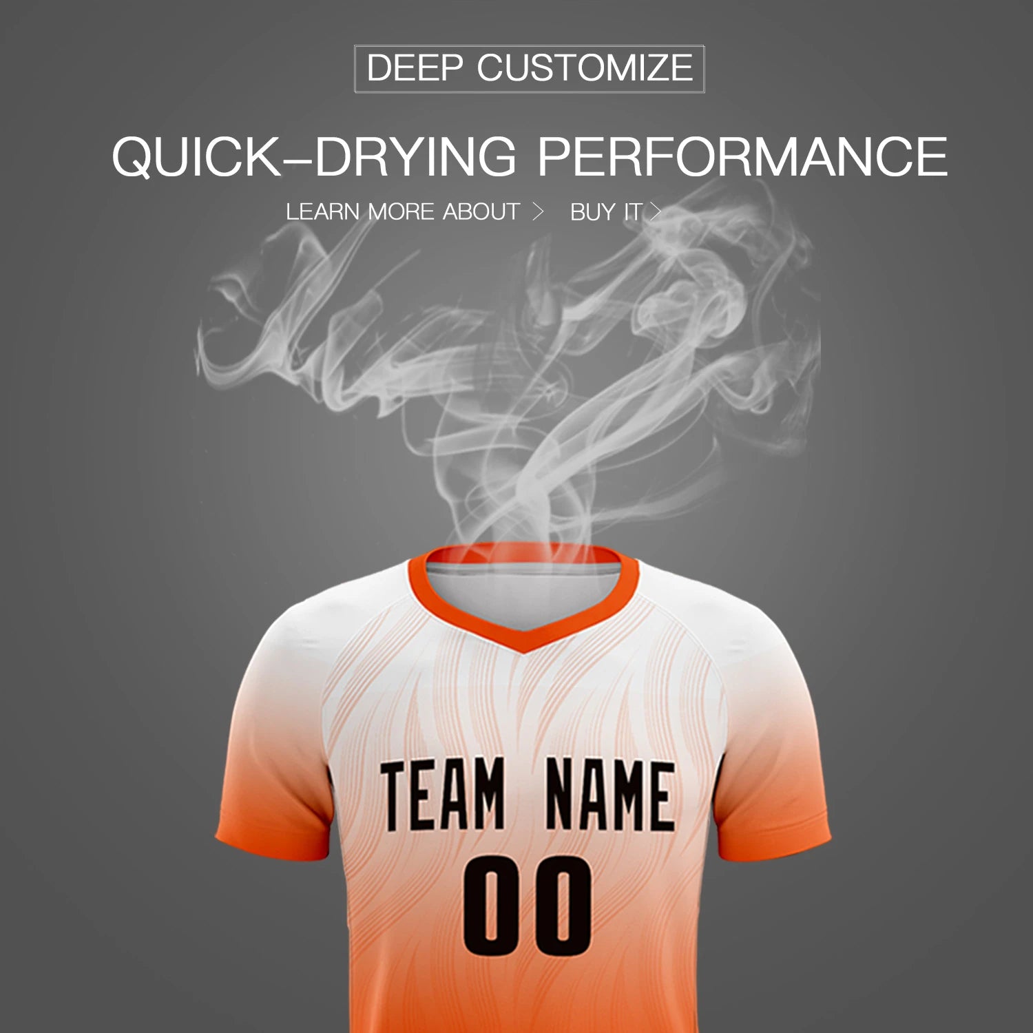 Custom White Orange Printing Sportswear Soccer Sets Jersey