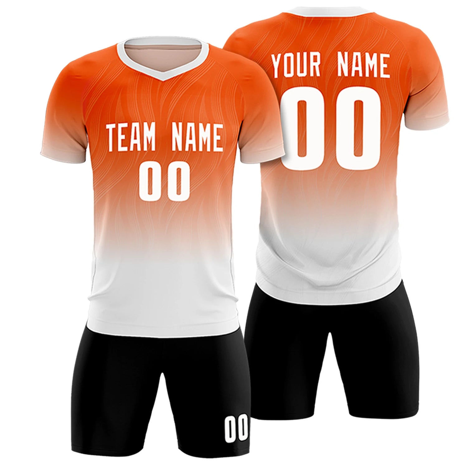 Custom Orange White Printing Sportswear Soccer Sets Jersey