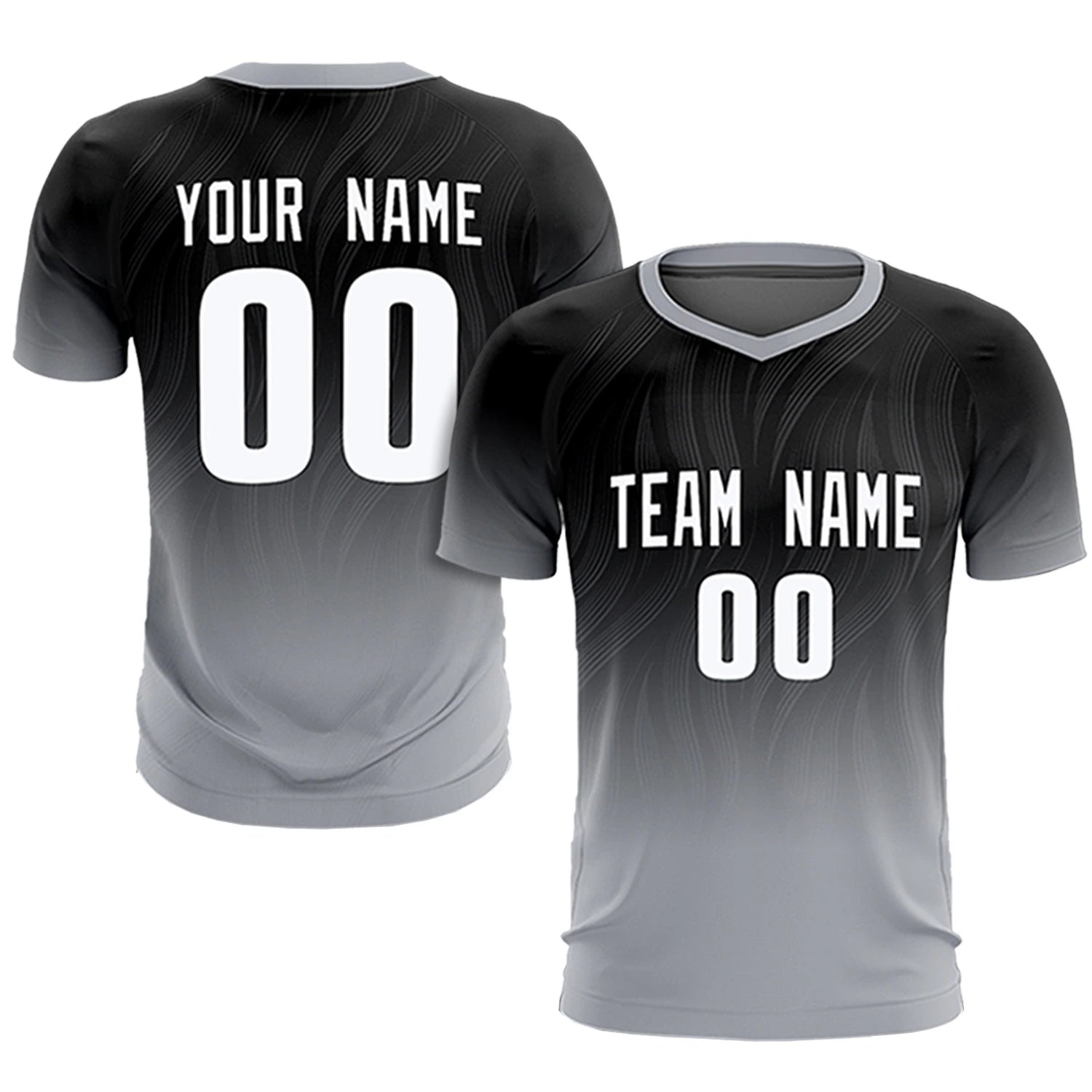 Custom Black Gray Printing Sportswear Soccer Sets Jersey