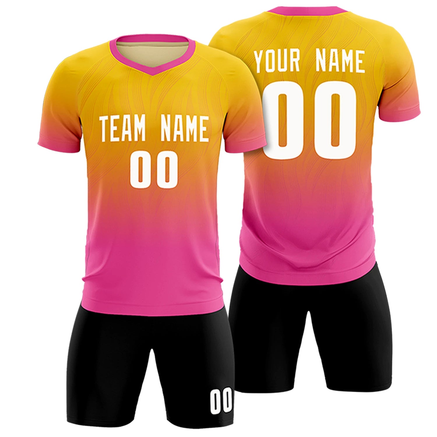 Custom Gold01 Pink Printing Sportswear Soccer Sets Jersey